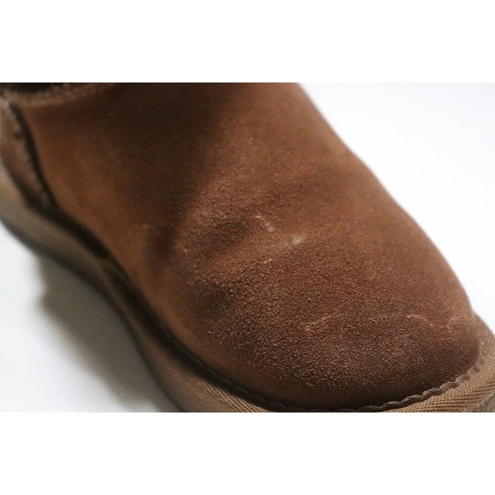 Lamo Kids Classic Boot Brown Suede Faux Fur Lining Pull On Comfort Size 5Y